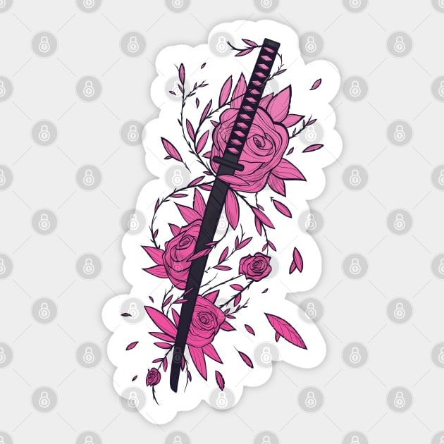 Sword of Black & Pink Sticker by njonestees